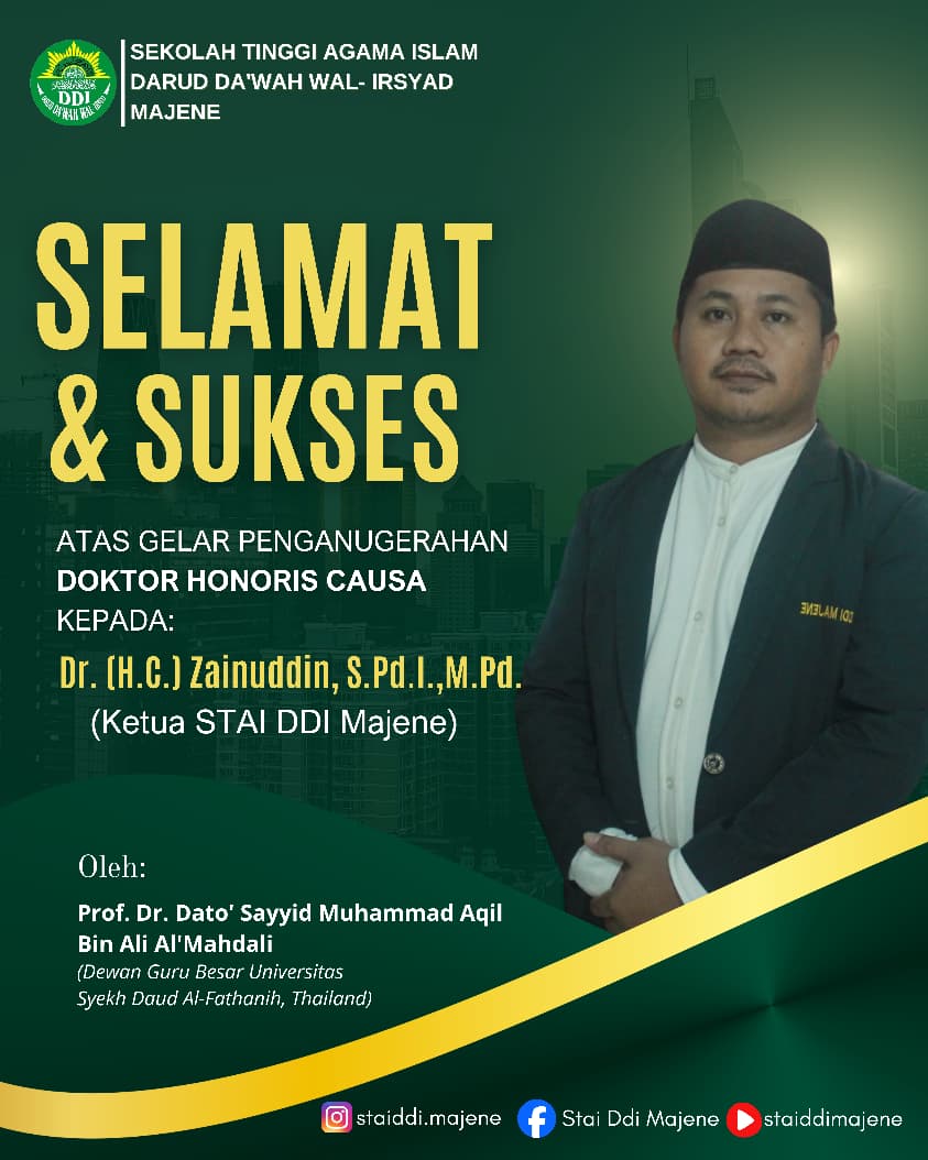KETUA STAI DDI MAJENE RAIH DOKTOR HONORIS CAUSA, TEGASKAN KOMITMEN TRANSFORMASI PENDIDIKAN ISLAM
