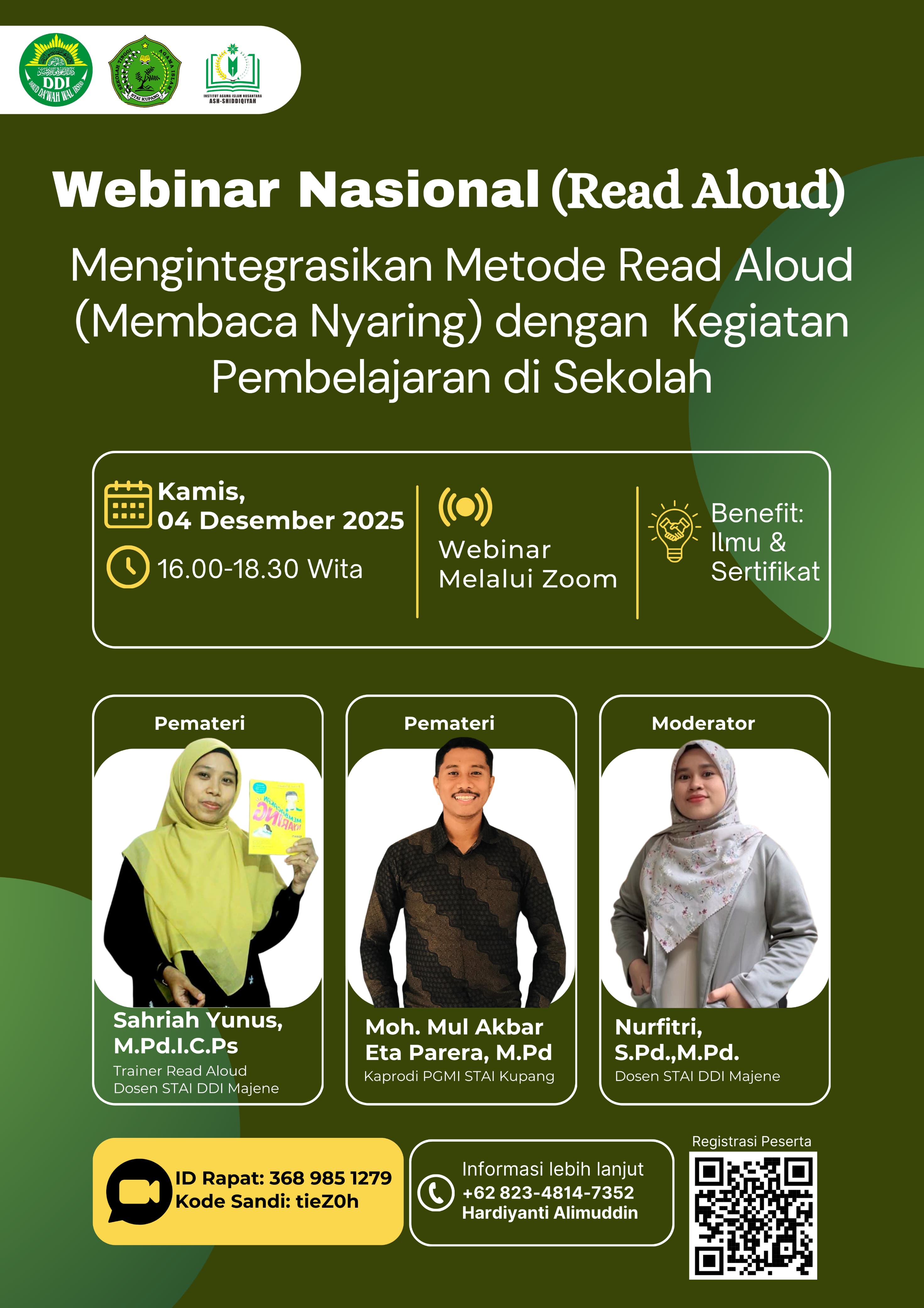 STAI DDI Majene Bersama STAI Kupang dan IAI Nusantara Ashidiqiyah Siap Gelar Webinar Read Aloud